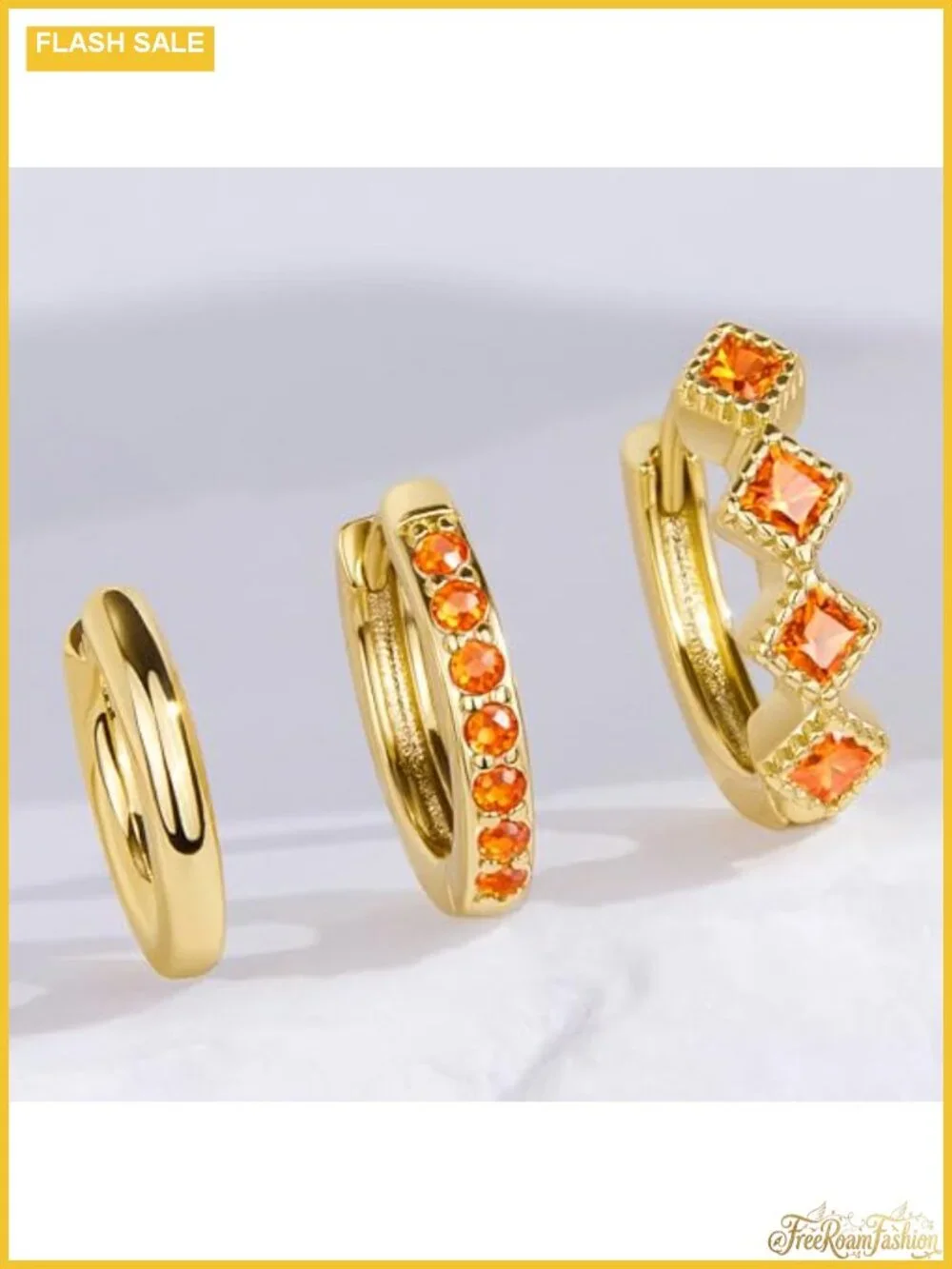 3 Pair Gold Plated Hoop Earrings Set 14K Hypoallergenic Stackable Dainty CZ